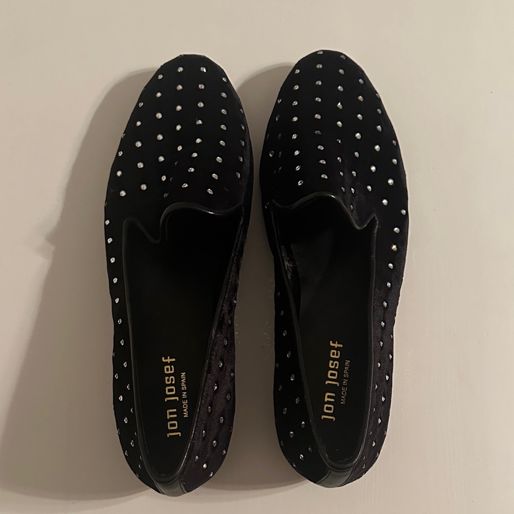 Jon Josef Studded black suede flats